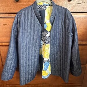 Reversible Quilted Jacket with Floral Lining